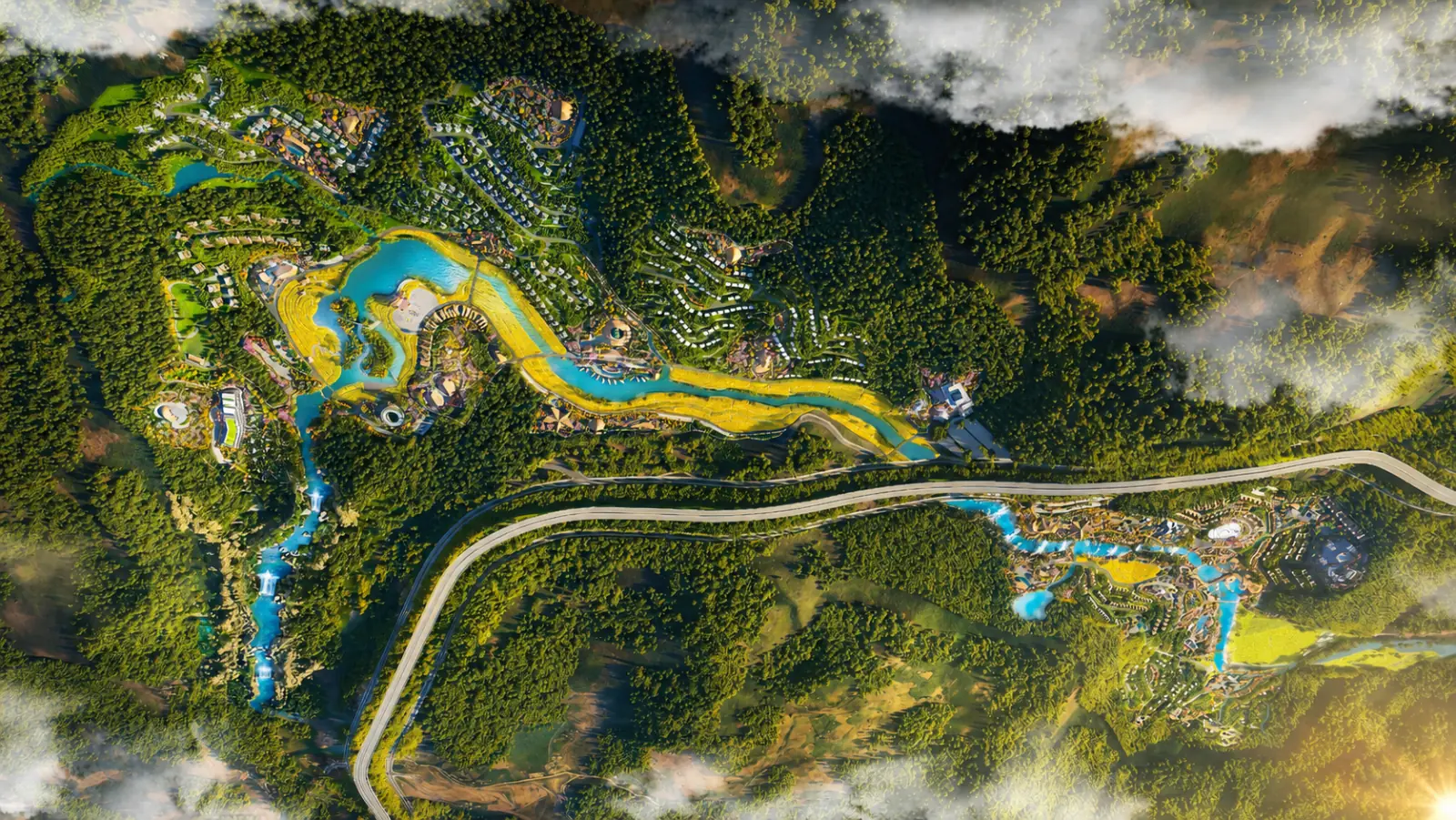 Aerial view of the masterplan